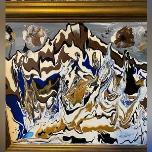 Acrylic paint on board framed .